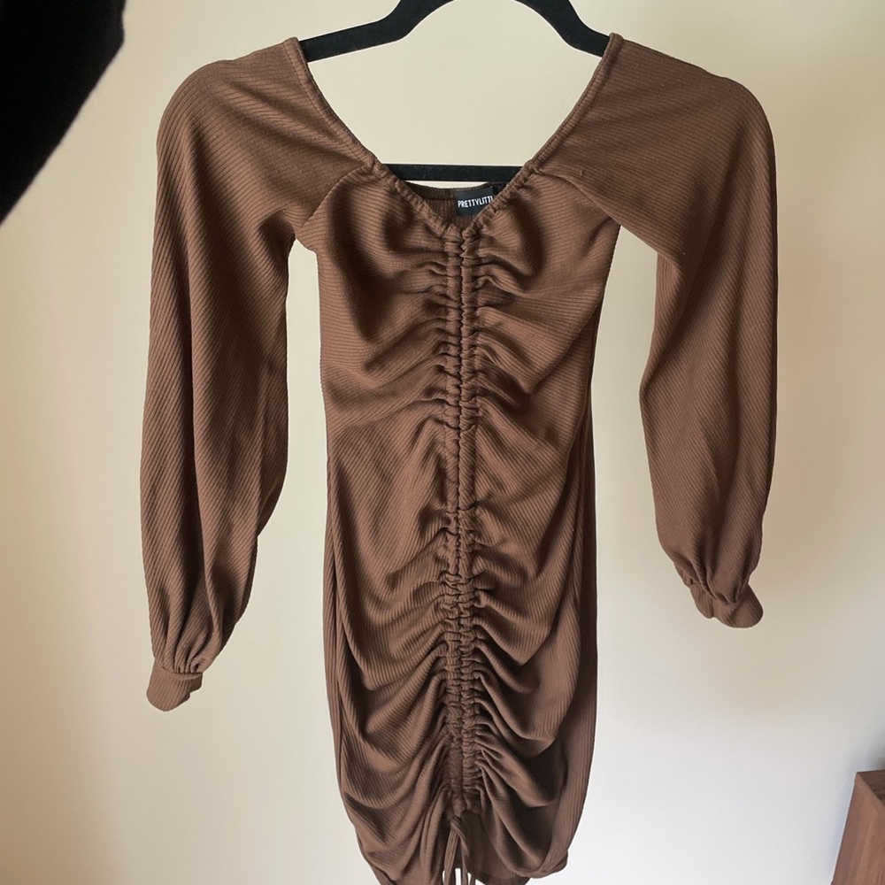 Brown scrunched dress